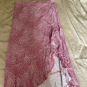Pink & white midi skirt with slit